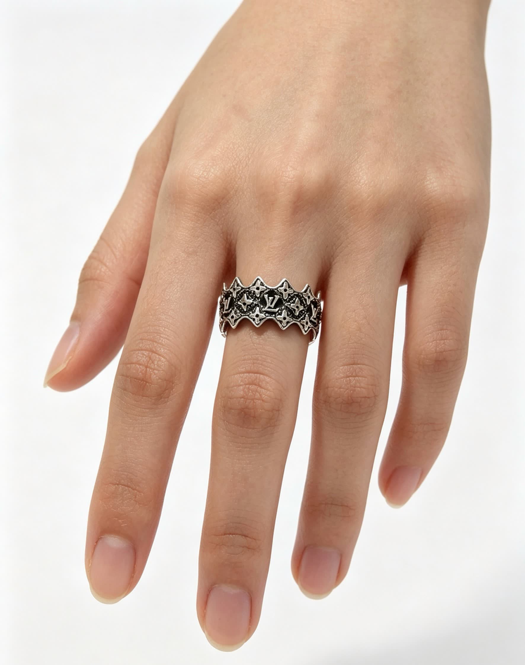 Louis Vuitton Sterling Silver Filigree Ring